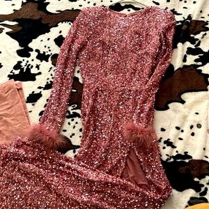 Foreign Cars Sequin Maxi Dress in Pink